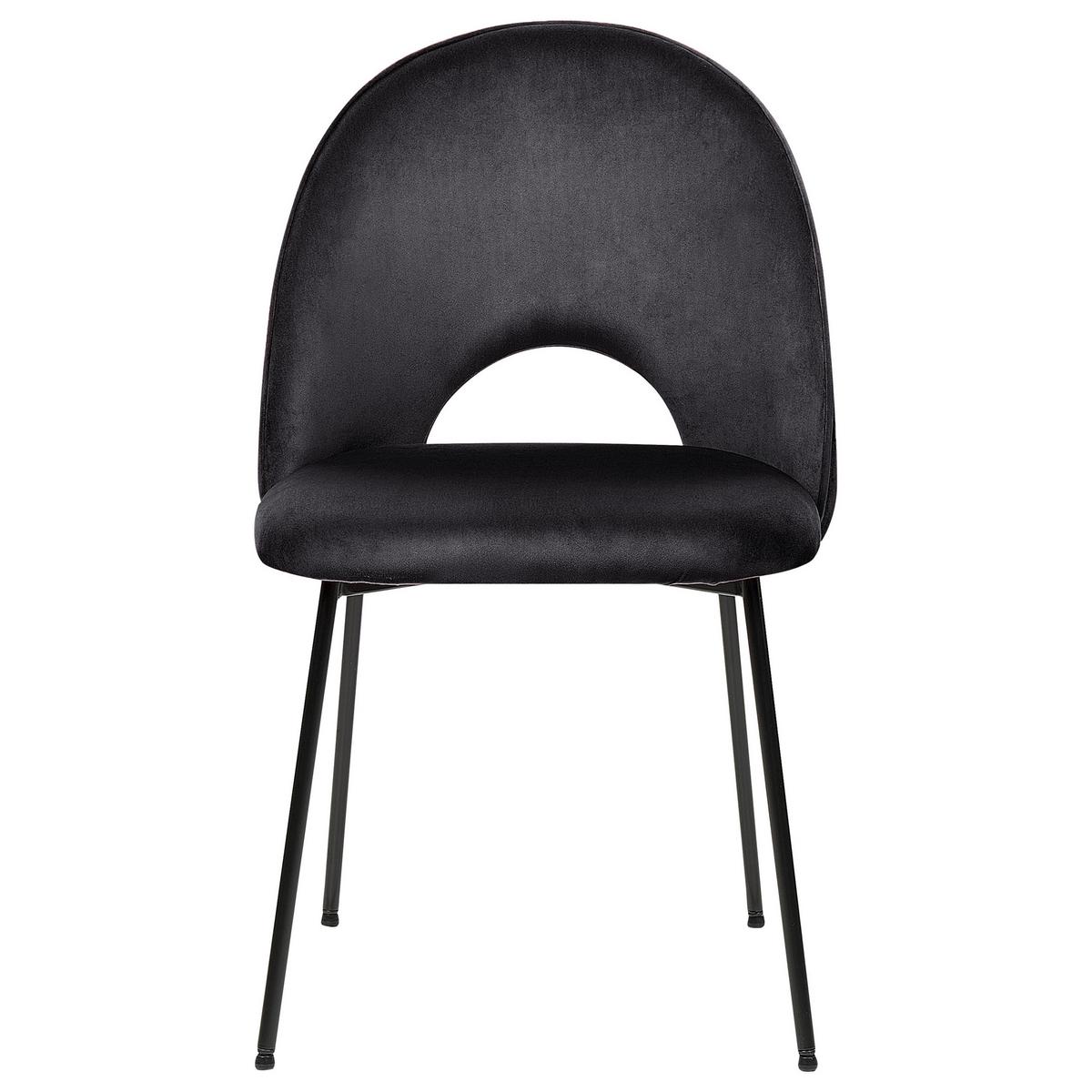 ESSZIMMERSTUHL 2er-Set Samtstoff Schwarz Covelo - Schwarz, Textil/Metall (46/84/45cm) - Beliani