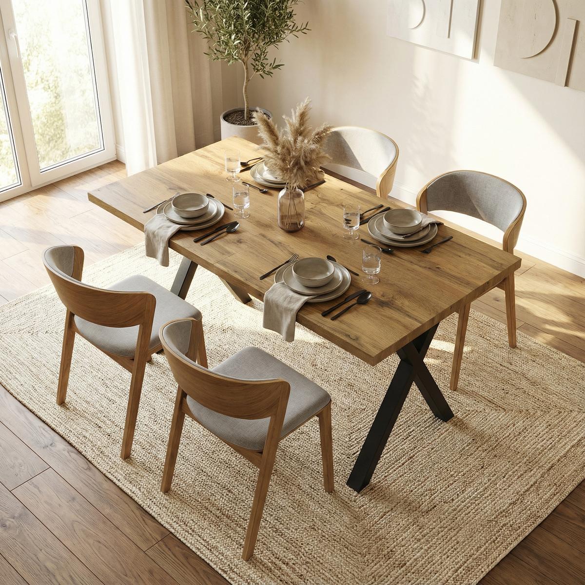 ESSTISCH 140 x 80 cm in Eiche-Optik & Schwarz - Grau, Holzwerkstoff (80/140/76cm) - Urban Meuble