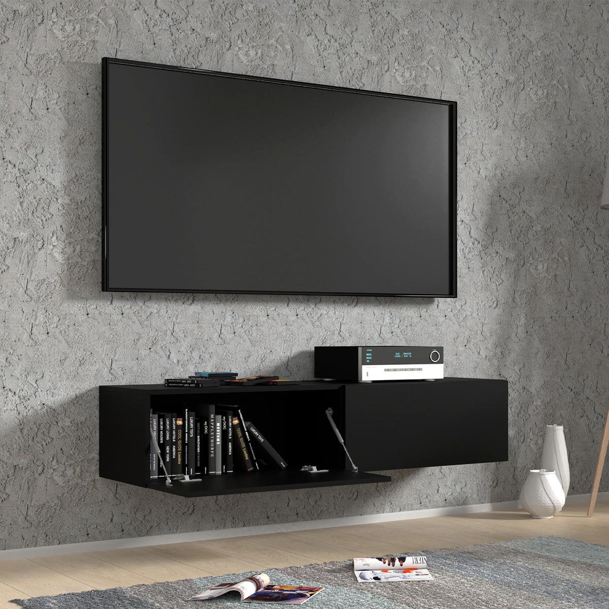 TV-MÖBEL Bali Mattschwarz - Schwarz, Holzwerkstoff (140/30/40cm) - Petits-meubles