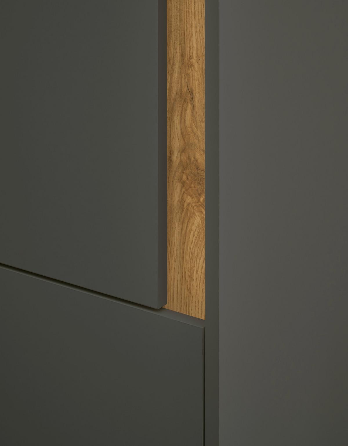 AKTENSCHRANK Set 4-teilig grau matt, Eiche Wotan 140 x 200 cm, Schrank-Regal-Kombination mit 20 Fächern - Eiche Wotan/Schwarz, Holzwerkstoff/Kunststoff (140/200/40cm) - Furn.Design