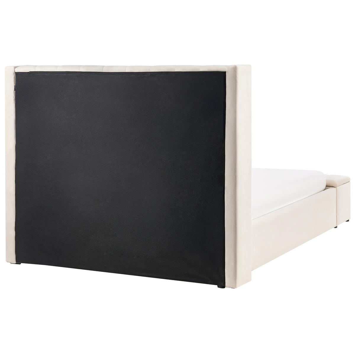 BETT mit Stauraum bank140/200 cm Samtstoff Cremeweiß Noyers - Creme, Textil (140/200cm) - Beliani