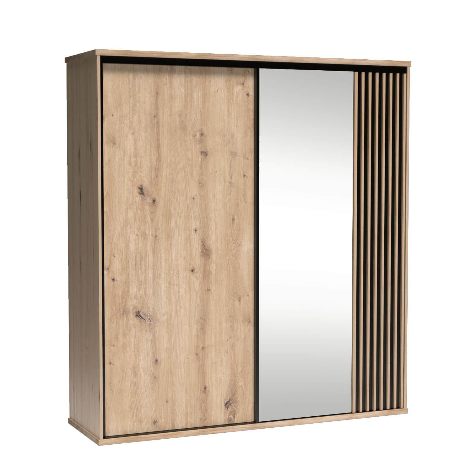 SCHWEBETÜRENSCHRANK ALMERIA 199/216/60,2 cm -türig mit Spiegel Eiche Artisan - Eiche Artisan, Holzwerkstoff (199/216/60.2cm) - MASSENO