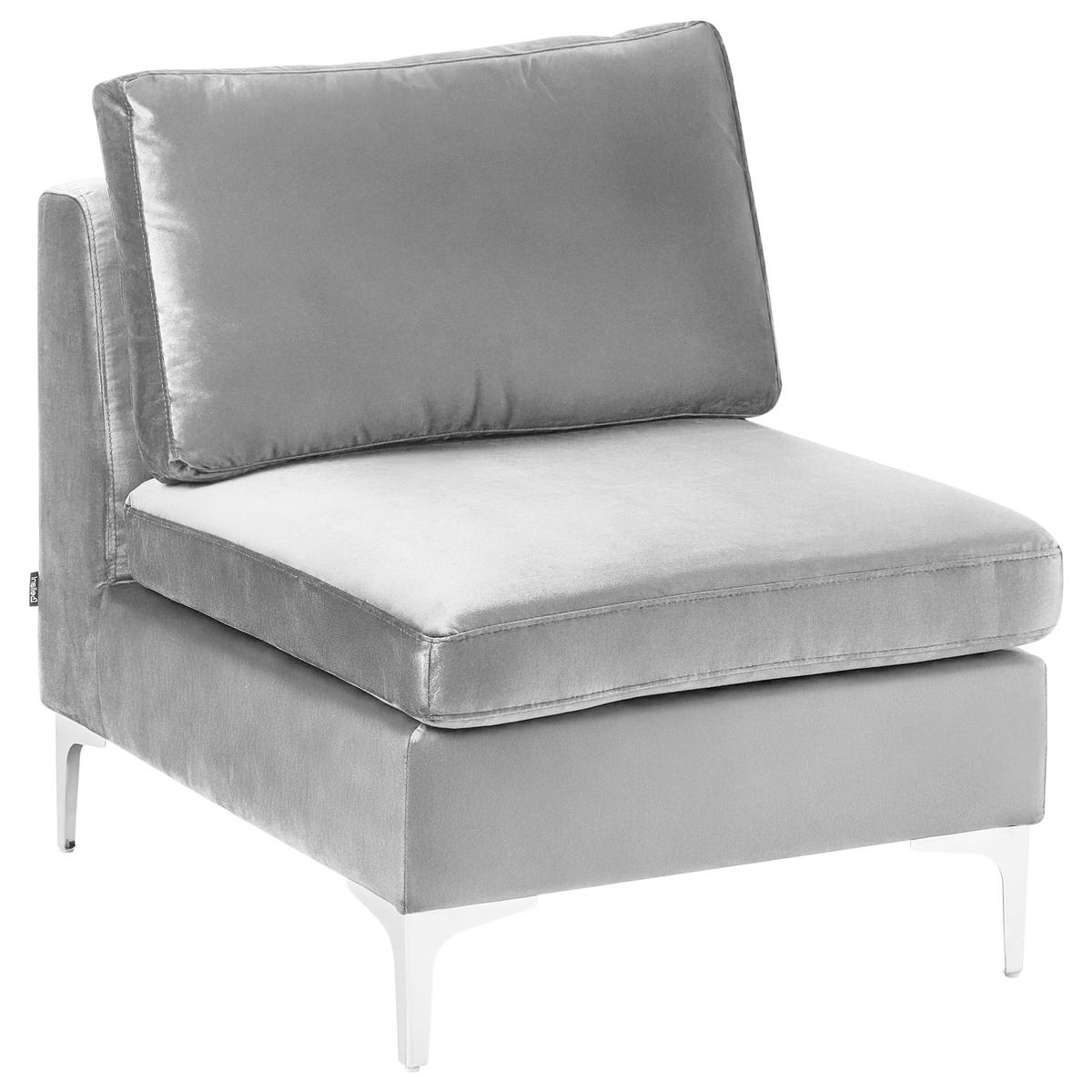 ECKSOFA Modul 4-Sitzer linksseitig Grau Samtstoff Evja - Dunkelgrau, Textil (235/150cm) - Beliani
