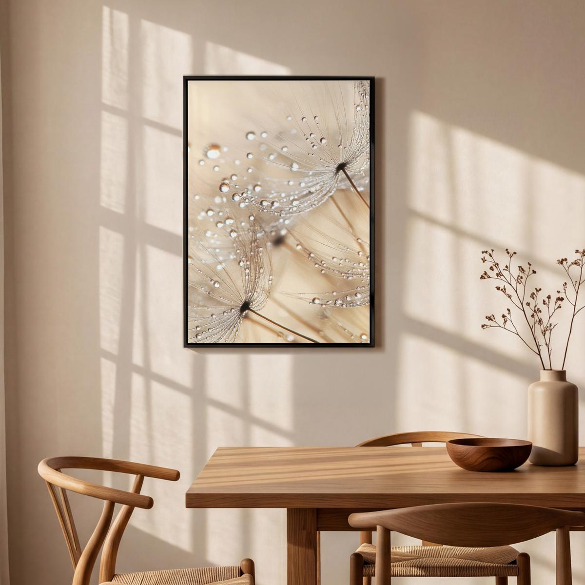 LEINWAND Bilder mit Rahmen - Löwenzahn - Abstrakt - Natur - Beige - 60x90 - Braun, Textil (60/90cm) - MuchoWow