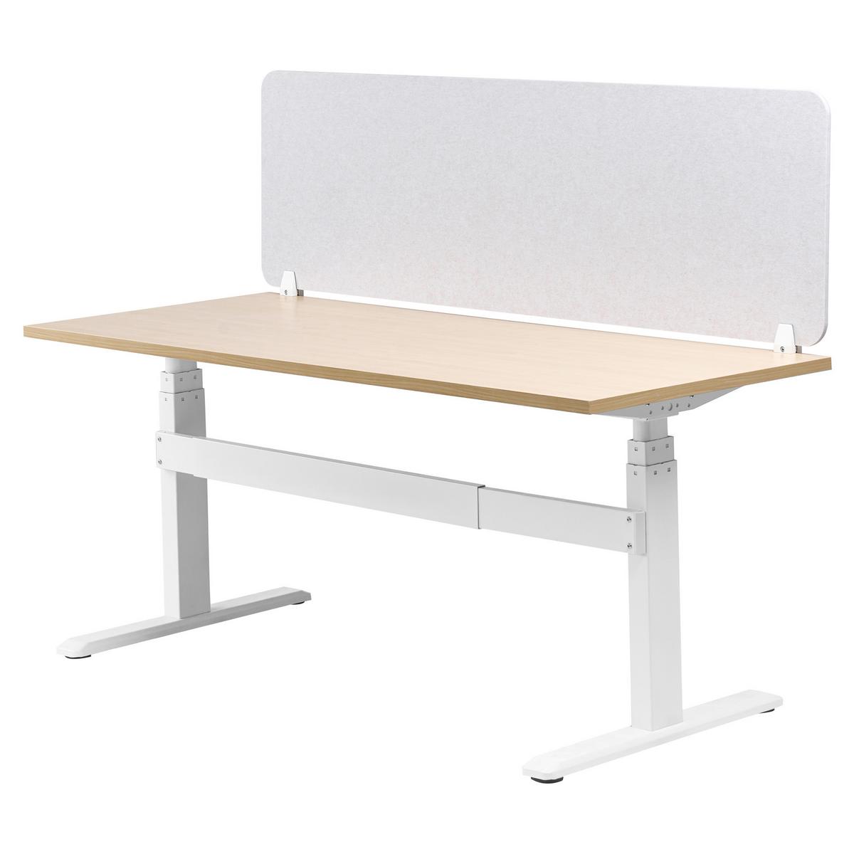 SCHREIBTISCHTRENNWAND Cremeweiß 160x1x50 Split - Creme, Kunststoff (1/160/50cm) - Beliani