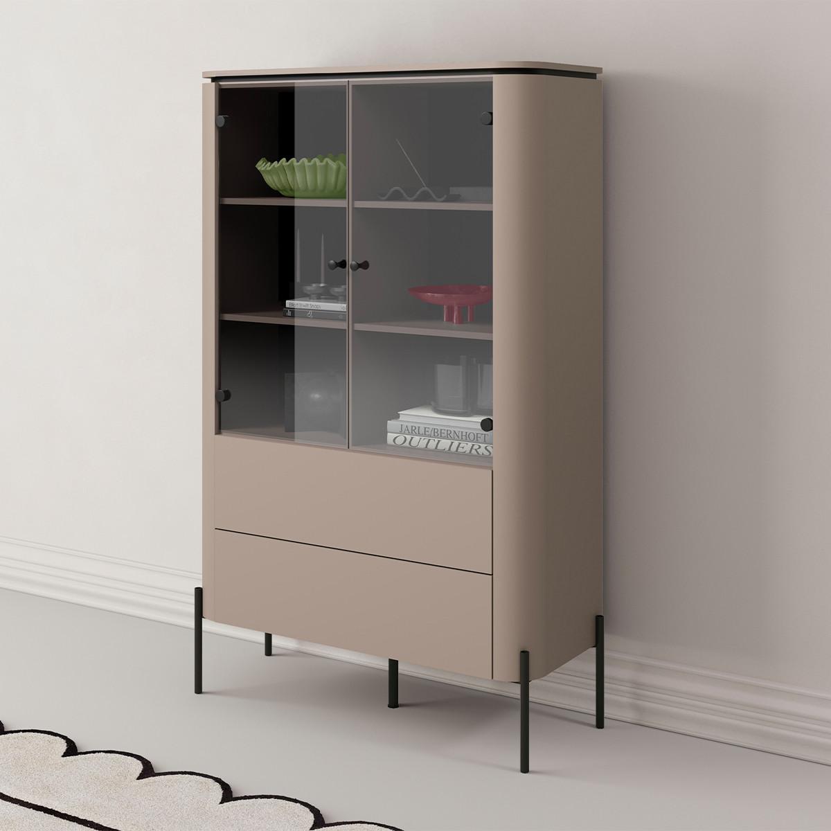 GESCHIRRSCHRANK Taupe - Taupe, Holzwerkstoff (98/160/39.5cm) - Petits-meubles
