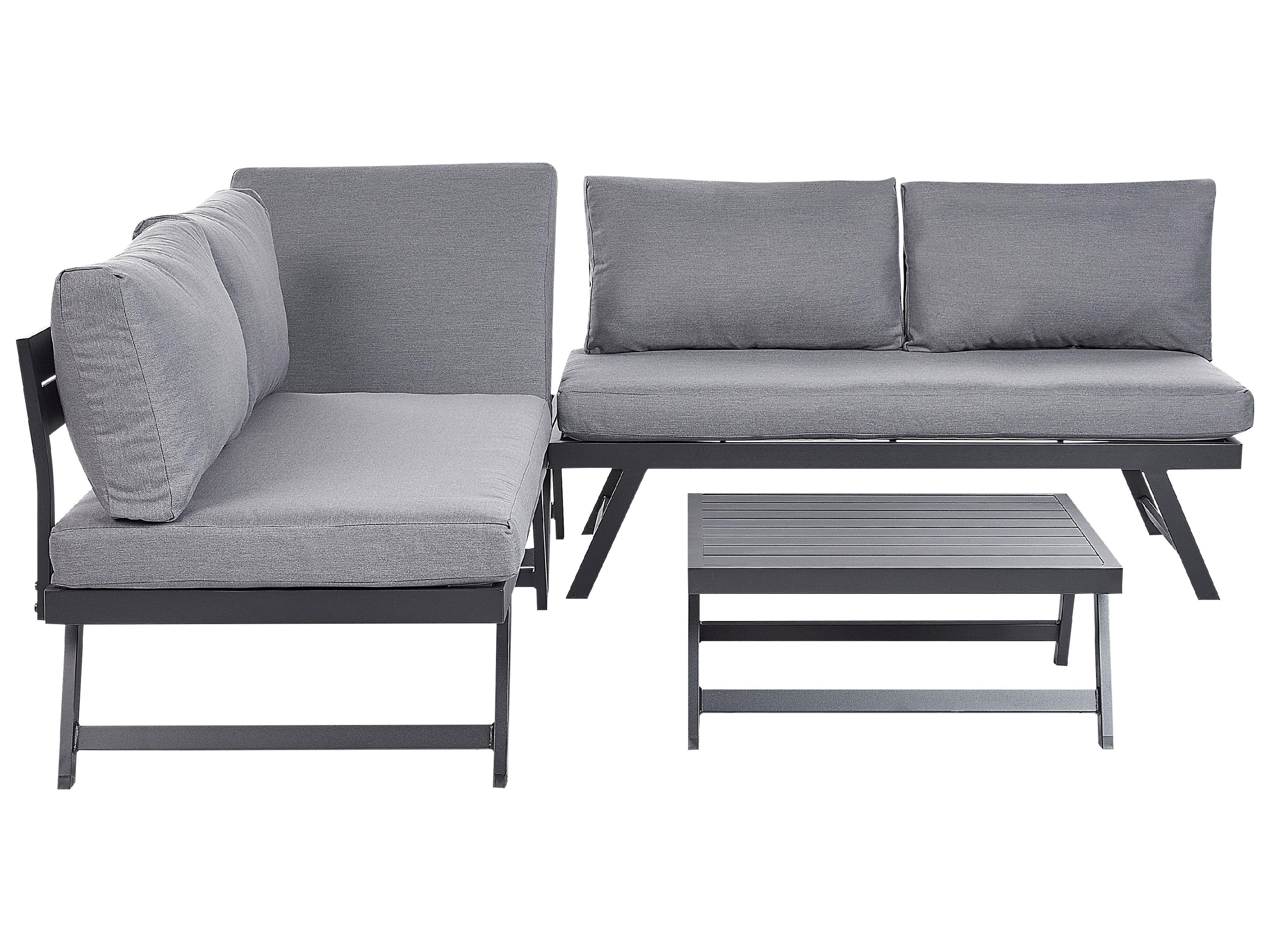 LOUNGE SET 5-Sitzer modular schwarz Auflagen dunkelgrau Coccorino - Dunkelbraun/Schwarz, Metall - Beliani