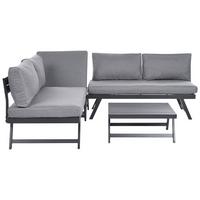 LOUNGE SET 5-Sitzer modular schwarz Auflagen dunkelgrau Coccorino - Dunkelbraun/Schwarz, Metall - Beliani