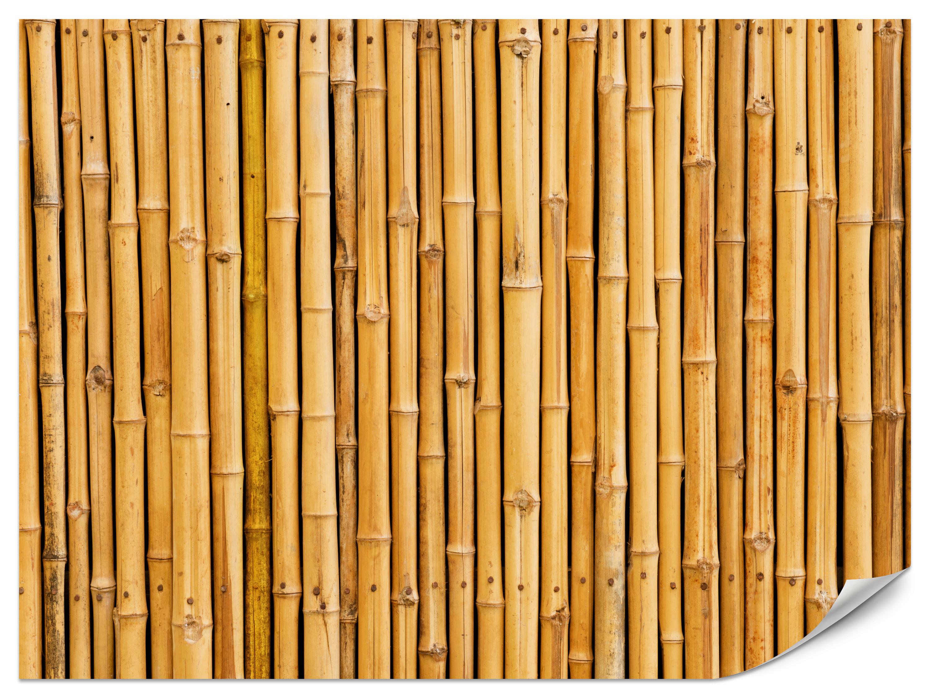 FOTOTAPETE für Küche Bambus Imitation Braune Wand Rustikal 400x280 - Orange/Braun, Papier (400/280cm) - Muralo