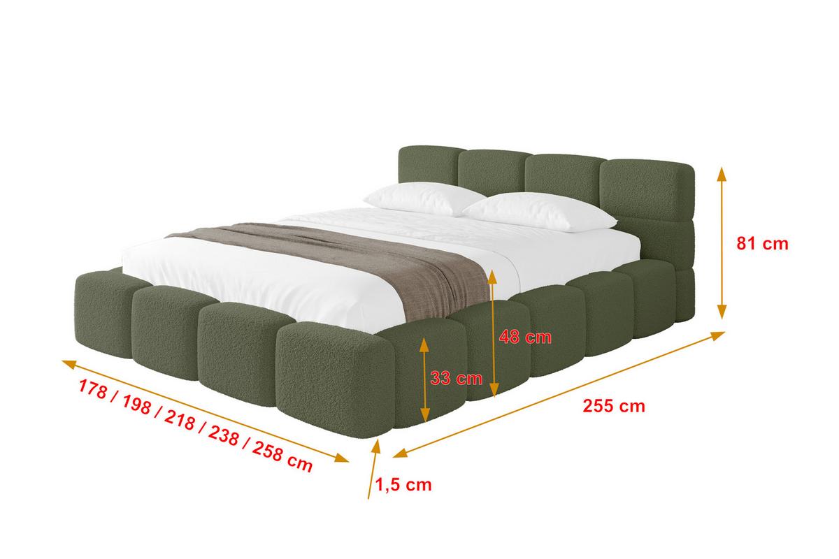 POLSTERBETT mit Bettkasten und Lattenrost, Bett mit Matratze H3/H4, Kopfteil, Boxbett, Doppelbett mit Stauraum - NATA-v1 160x200 Grün - Grün, Holzwerkstoff/Textil (160/200cm) - ALTDECOR