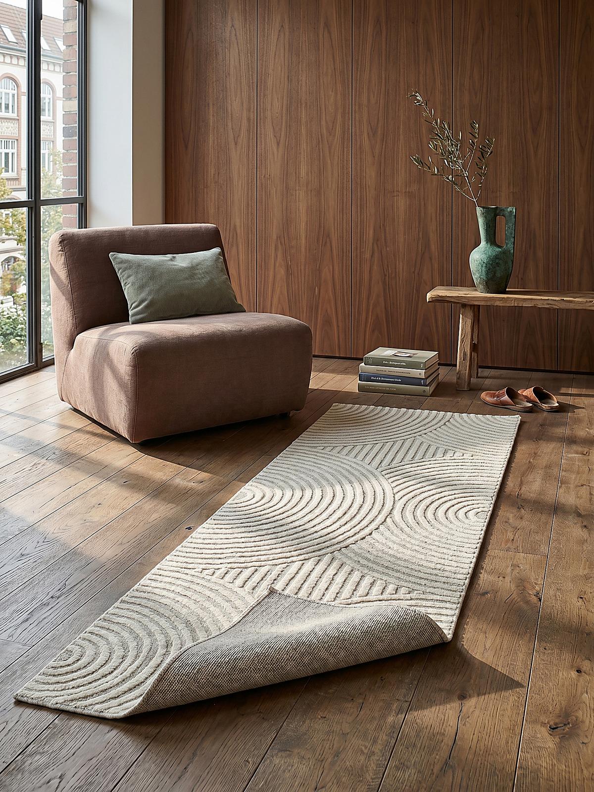 TEPPICH Outdoor Geometrisch MEZEN Polypropylen Creme 80 x 250 cm - Beige, Textil (80/250cm) - KADIMA DESIGN