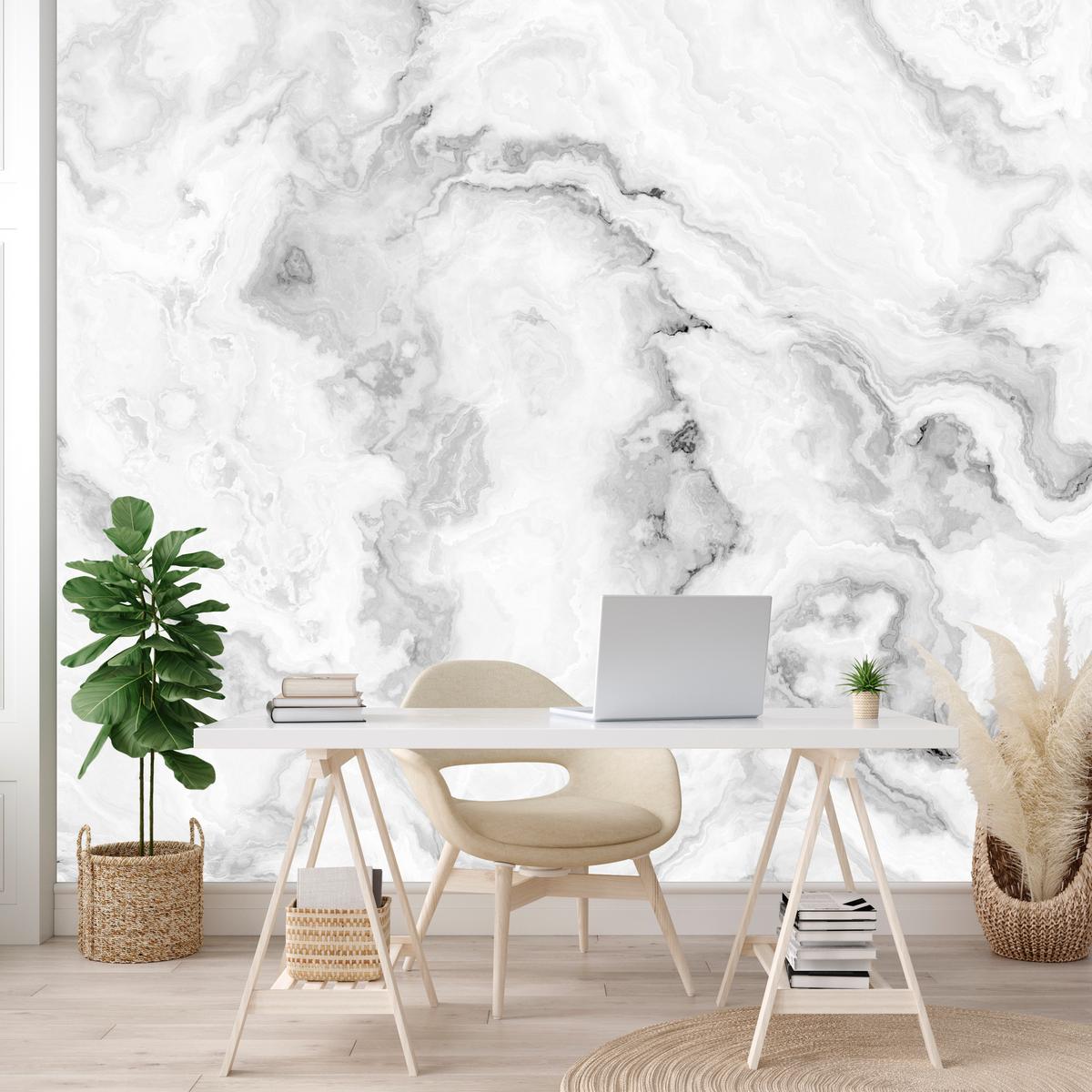 FOTOTAPETE für Wohnzimmer Abstraktion Grauer Marmor Wand 150x105 - Grau, Papier (150/105cm) - Muralo