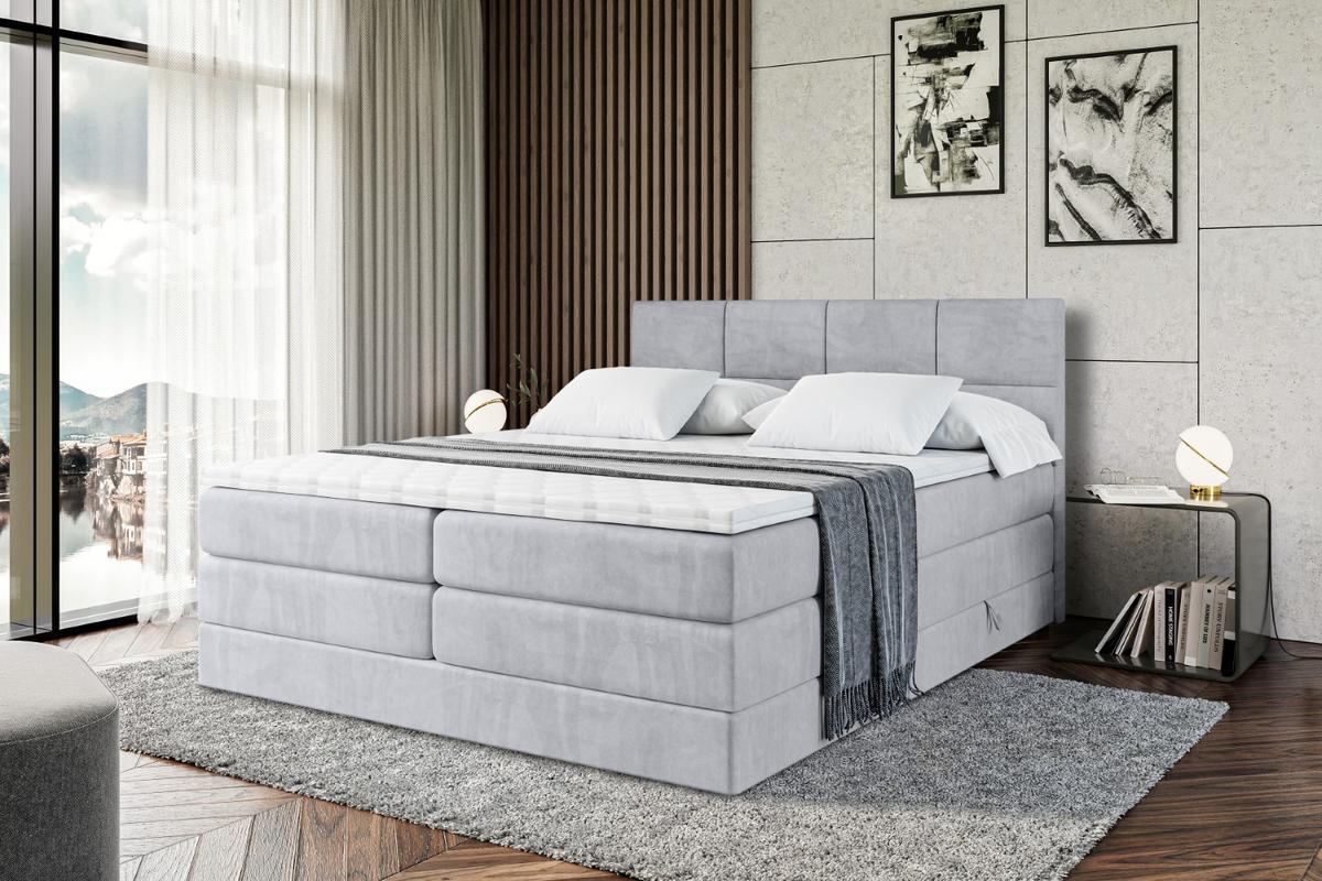 BOXSPRINGBETT ARDENI KING - 140x200 - H3/H4 - Hellgrau - Hellgrau, Holzwerkstoff (140/200cm) - ALTDECOR
