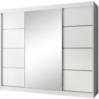 SCHWEBETÜRENSCHRANK Paco 250/215/61 3-türig weiß mit Spiegel - Weiß, Holzwerkstoff (250/215/61cm) - Beautysofa