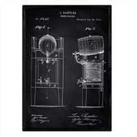 POSTER Patent Bier Kühlschrank A3 Rahmenlos - Klar/Schwarz, Papier (29.7/5/42cm) - Nacnic