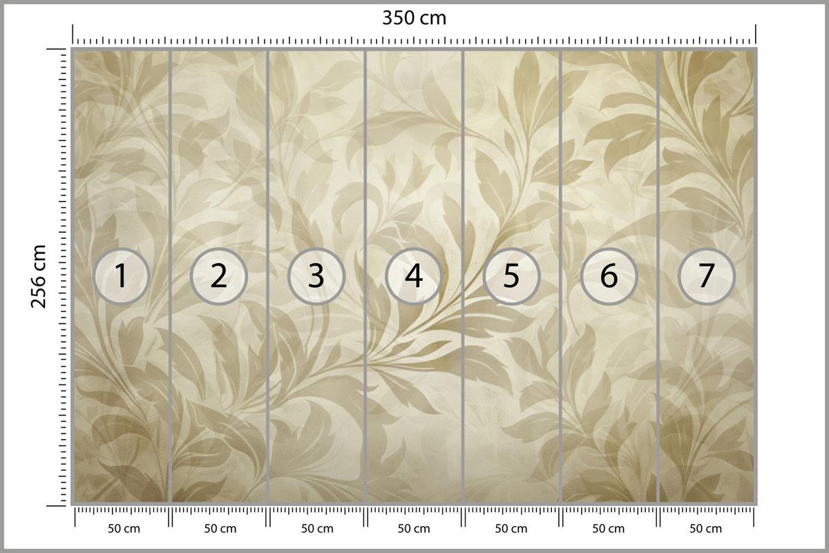 FOTOTAPETE für Schlafzimmer Blätter Pflanzen Natur 350x256 - Beige/Braun, Papier (350/256cm) - Muralo