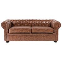 SOFA Kunstleder Goldbraun Chesterfield - Goldfarben, Kunststoff/Textil (195/70/75cm) - Beliani