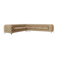 ECKSOFA Chesterfield Laura Beige Samt - Beige/Silberfarben, Holz/Textil (323/323cm) - S-Style Möbel