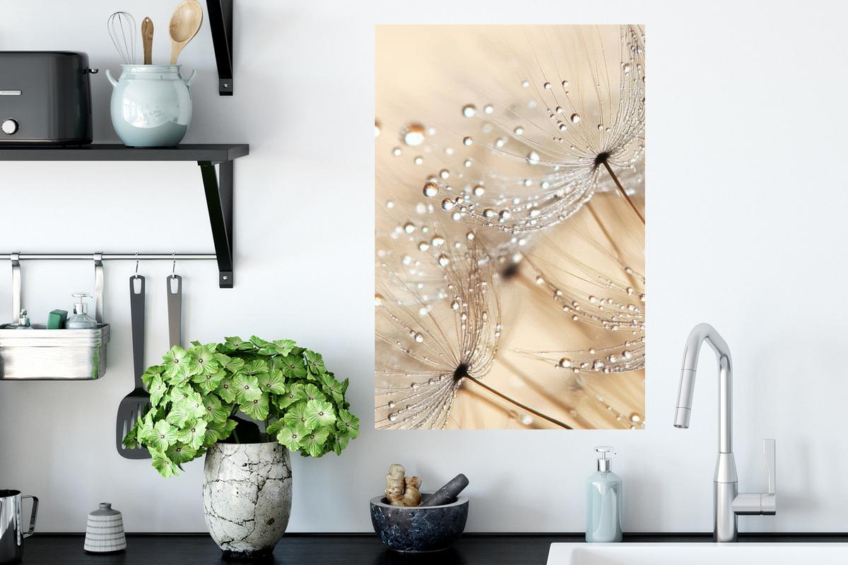 WANDTATTOO Löwenzahn - Abstrakt - Natur - Beige Wandbild 40x60 cm - Braun, Kunststoff (40/60/0.1cm) - MuchoWow