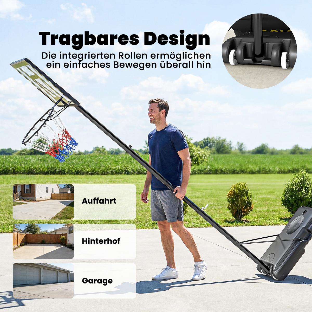 BASKETBALLSTÄNDER Stahl PE Schwarz - Schwarz, Metall (70/110cm) - SPORTNOW