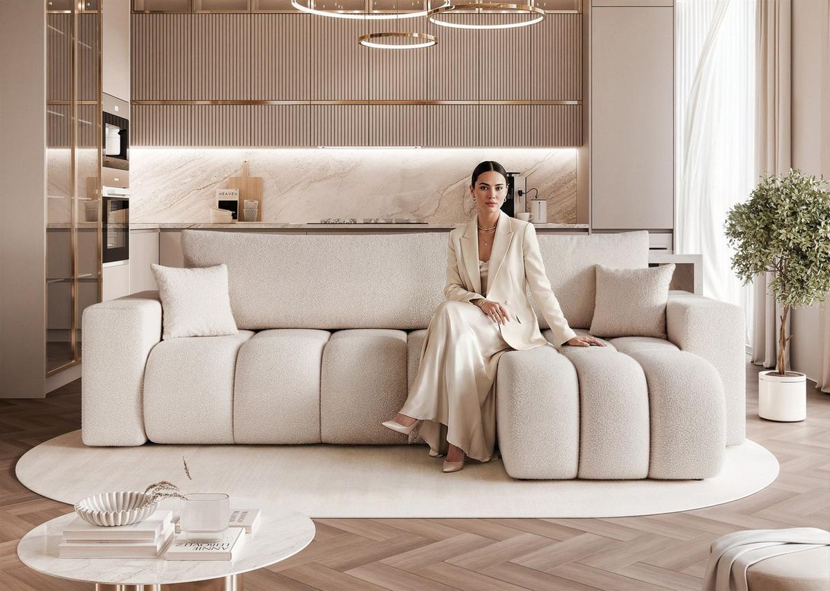 ECKSOFA Anabel Mit Schlaffunktion - Creme, Holzwerkstoff/Textil (145/248cm) - Fun Möbel