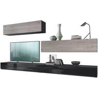 WOHNWAND Nublo Klappen in Eiche Nordic - Silbereichenfarben, Holzwerkstoff (279/147/39cm) - Vladon