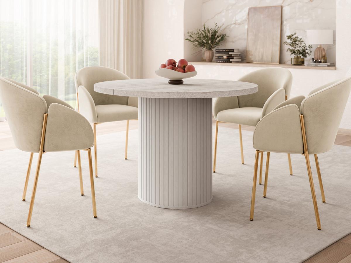 ESSTISCH Ovalio - Sandfarben/Beige, Holzwerkstoff (100/100/75cm) - MIRJAN24