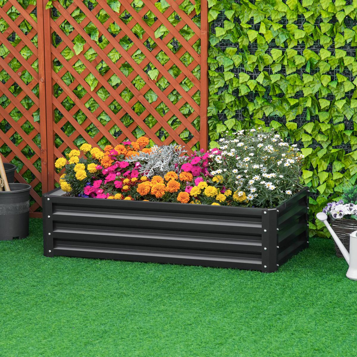 HOCHBEET aus Stahl, Rostfrei Blumenkasten, Kräuterbeet für Garten, Balkon, Grau - Grau, Metall (60/30.5/120cm) - Outsunny