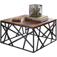 COUCHTISCH Industrial Stil, Sheesham Holz, Schwarzes Metallgestell, 60x60 cm - Schwarz/Braun, Holz/Metall (60/60/35cm) - KADIMA DESIGN