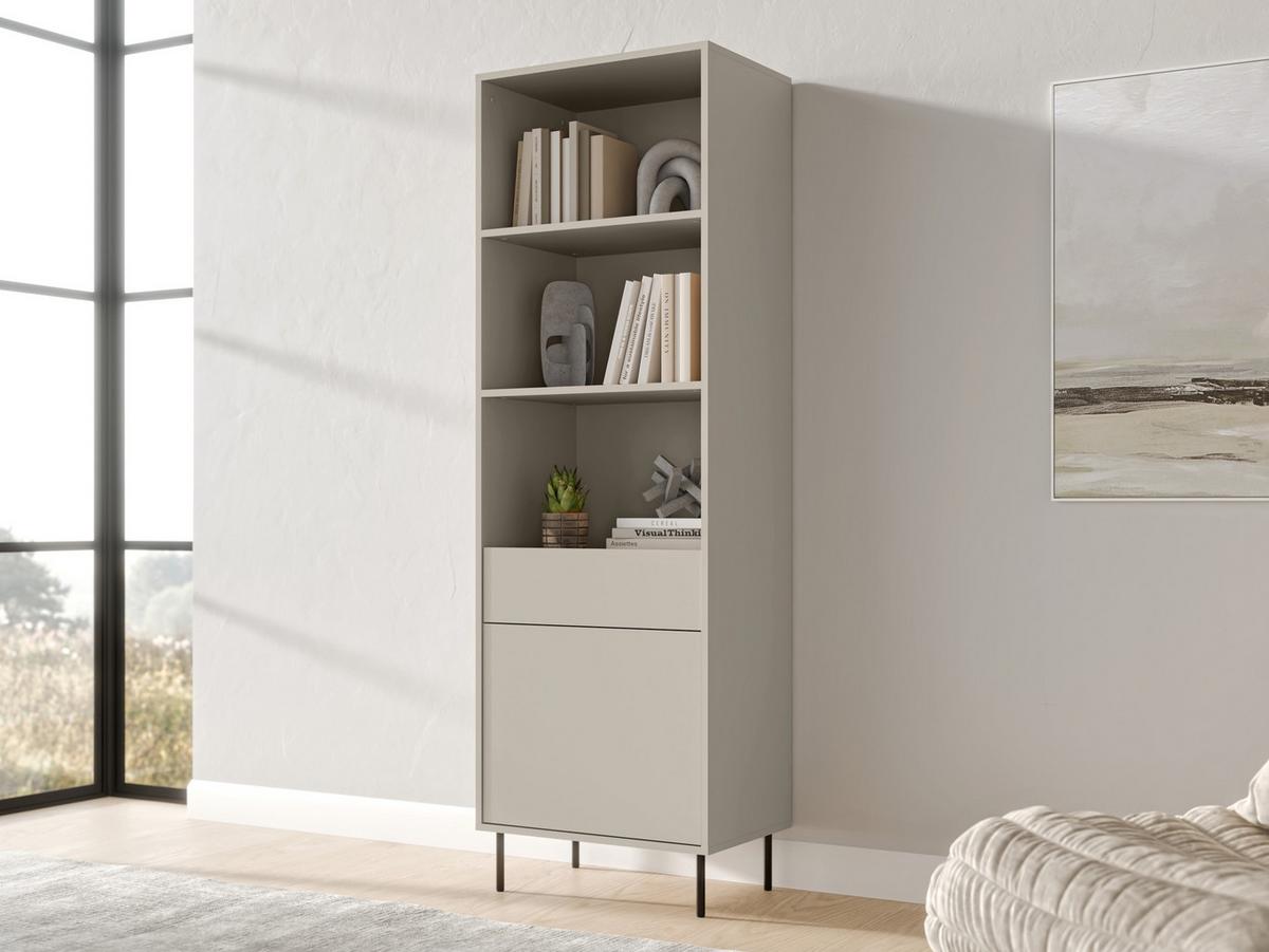 VITRINE Masha 1D1S - Kaschmir/Schwarz, Holzwerkstoff/Metall (60/185/39cm) - MIRJAN24