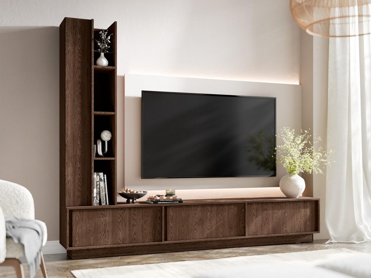 WOHNWAND Higros - Braun, Holzwerkstoff (230/185/35cm) - MIRJAN24
