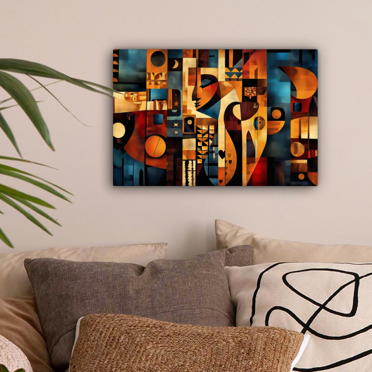 LEINWANDBILD Figuren - Abstrakt - Symbole Deko Schlafzimmer 30x20 cm - Terracotta, Textil (30/20cm) - MuchoWow