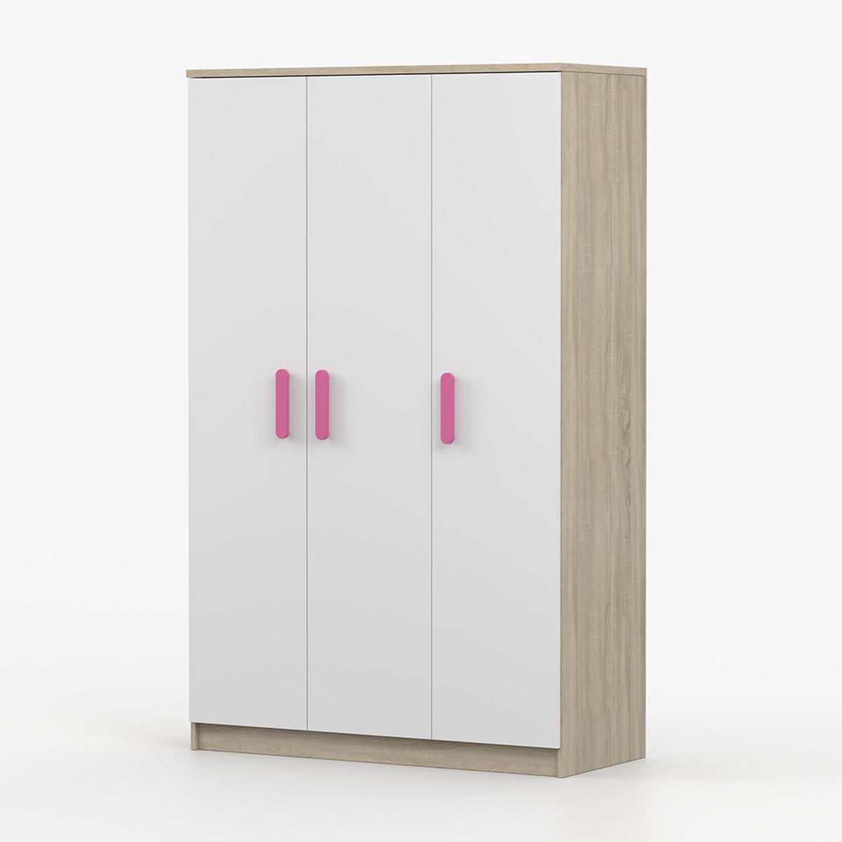 KLEIDERSCHRANK Jonas III 2D 19, 120/192/50, 3-türig, Sonoma-Eiche - Rot/Sonoma Eiche, Holzwerkstoff (120/194/50cm) - imoebel24