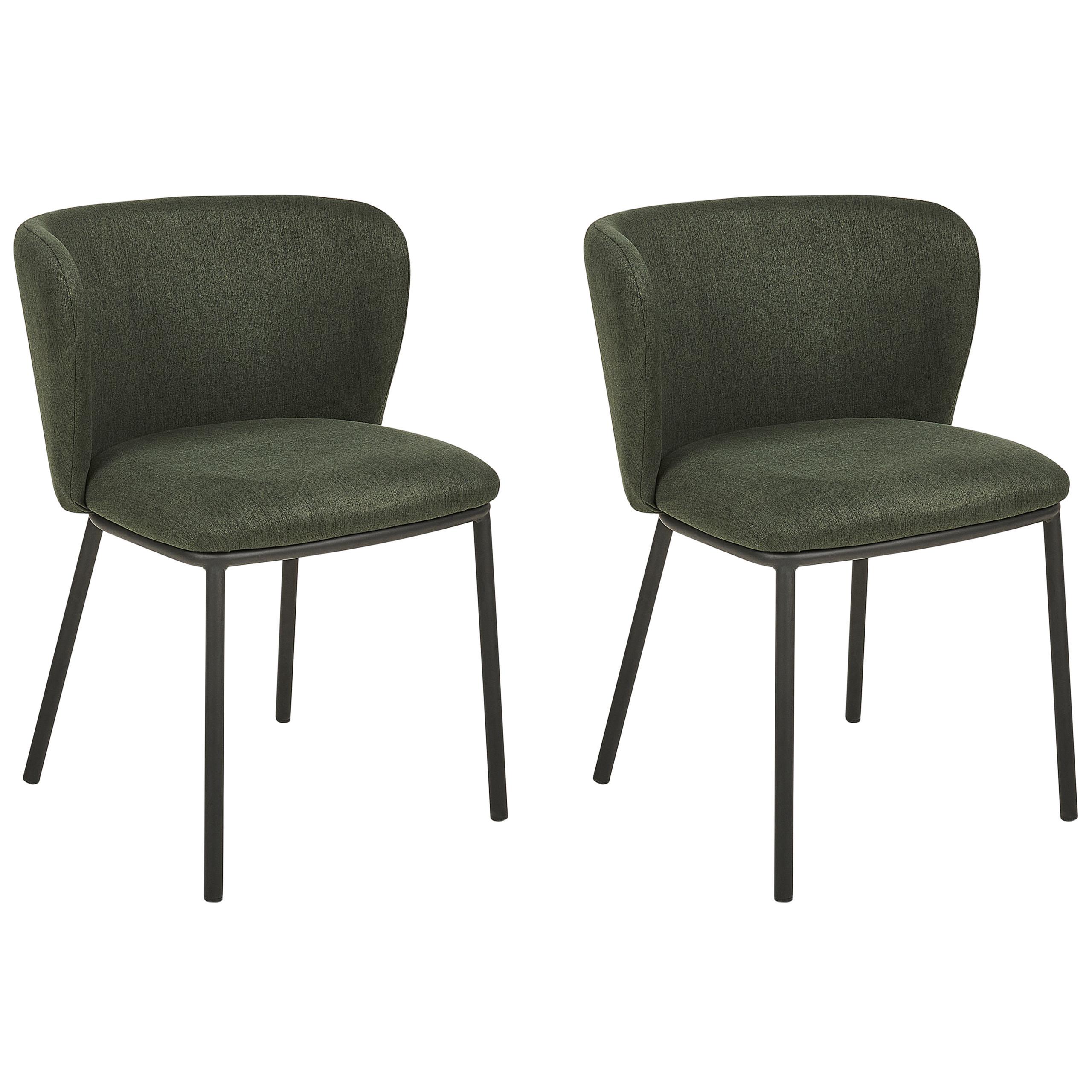 ESSZIMMERSTUHL 2er-Set Polsterbezug Grün Mina - Grün, Textil/Metall (45/75/52cm) - Beliani