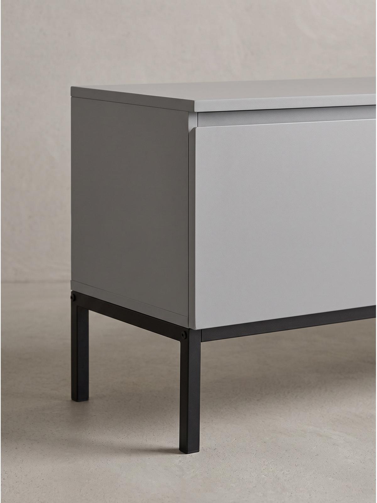 LOWBOARD GAETA, MDF, Hellgrau, 150 x 37 x 46 cm - Schwarz/Grau, Holzwerkstoff/Metall (150/46/37cm) - KADIMA DESIGN
