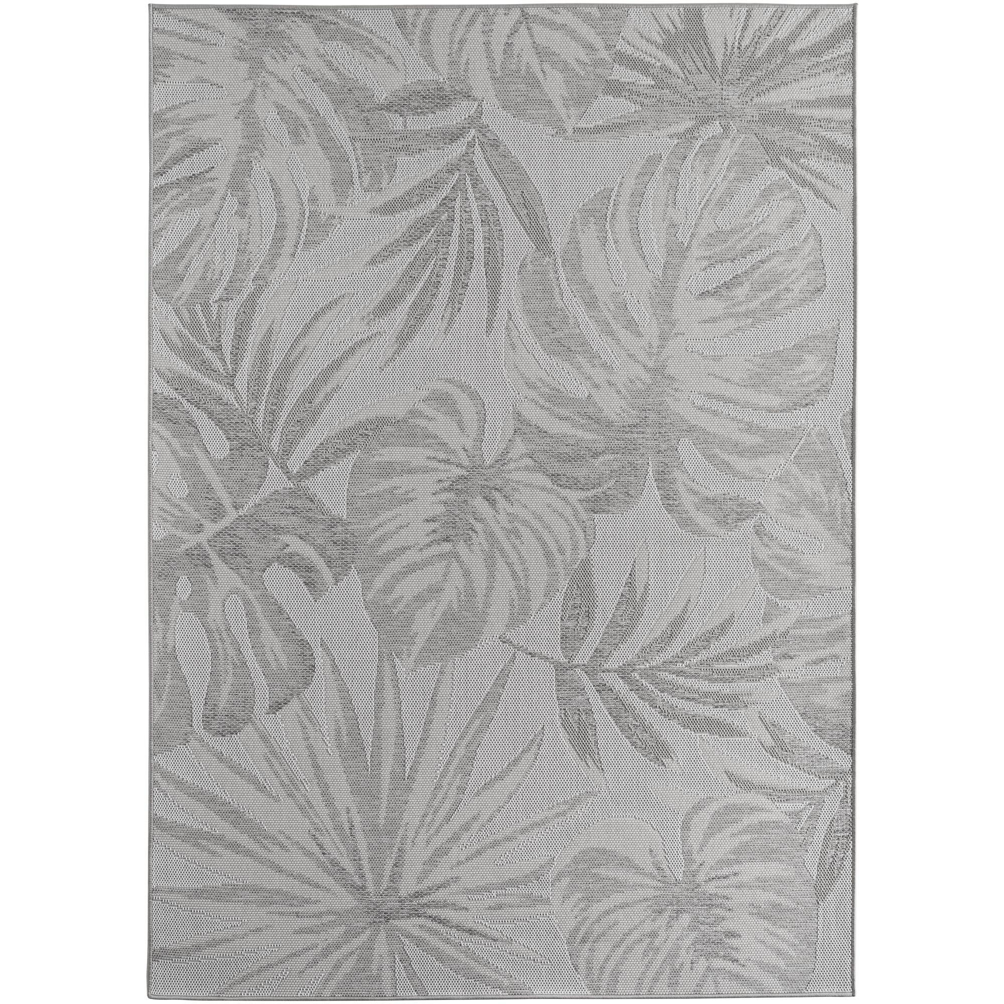 TEPPICH Outdoor VENTOUX in Grau, mit Tropen-Motiv, 280 x 370 cm - Grau, Textil (370/280cm) - KADIMA DESIGN