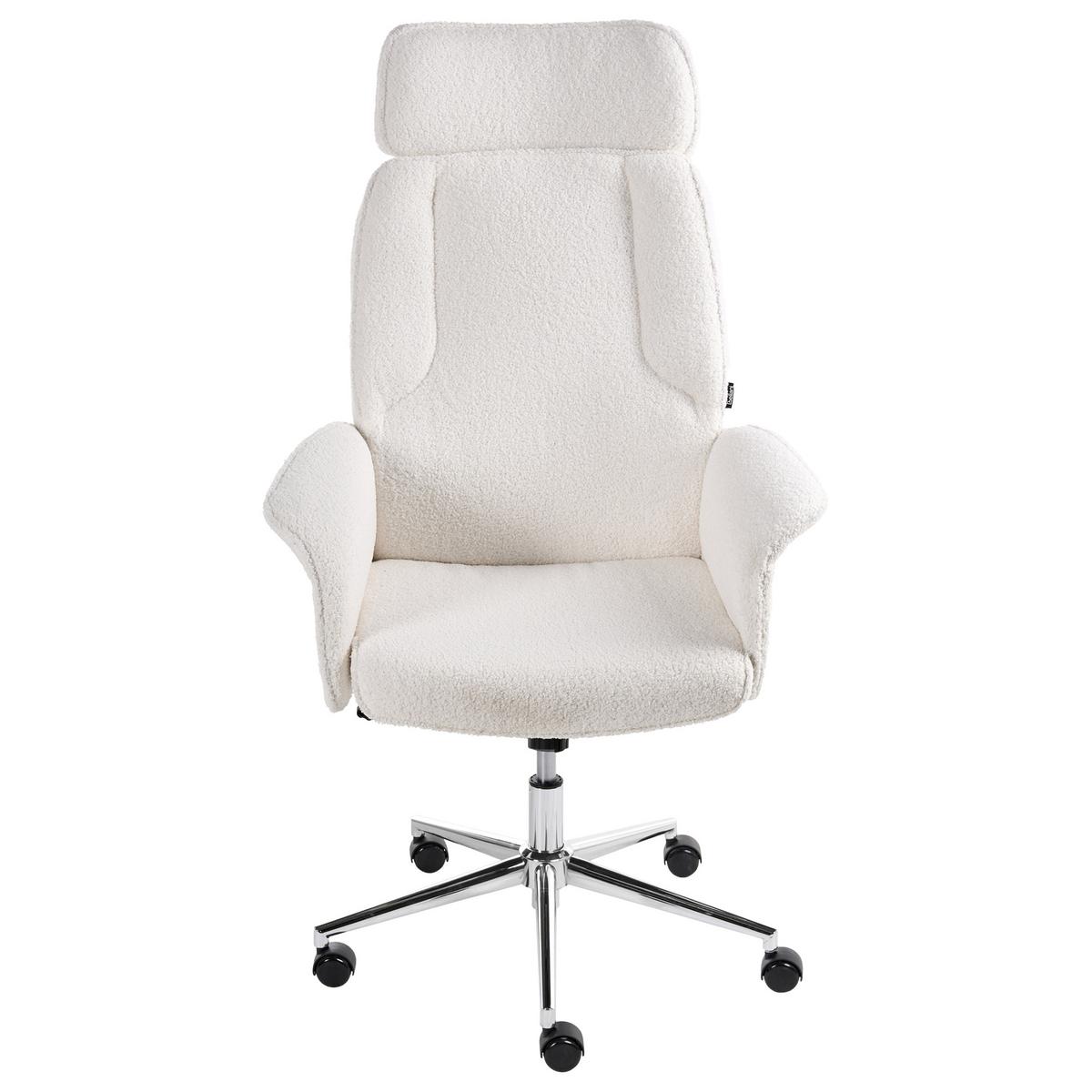 BÜROSTUHL Cremeweiß Pilot - Silberfarben/Weiß, Textil (72/117/72cm) - Beliani
