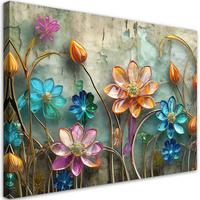 WANDBILD blumen glas abstrakt buntes - Multicolor, Textil (60/40cm) - Feeby
