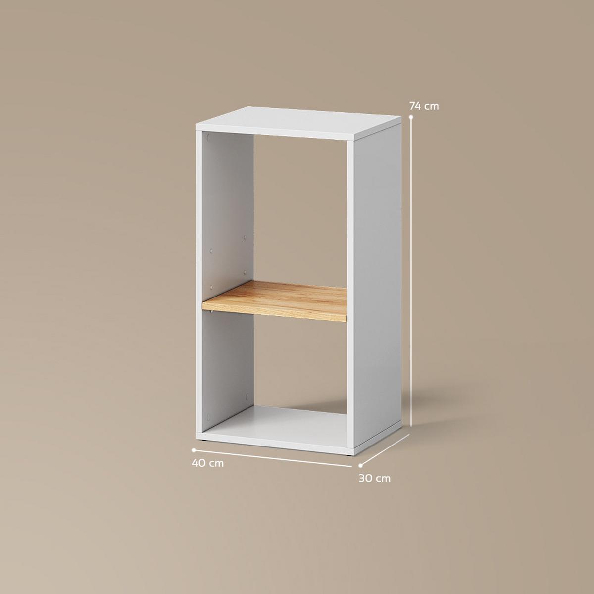 BÜCHERREGAL Lorena Weiß/Goldkraft Eiche mit 2 Fächern - Honigeiche/Weiß, Holzwerkstoff (40/74/30cm) - Livinity®