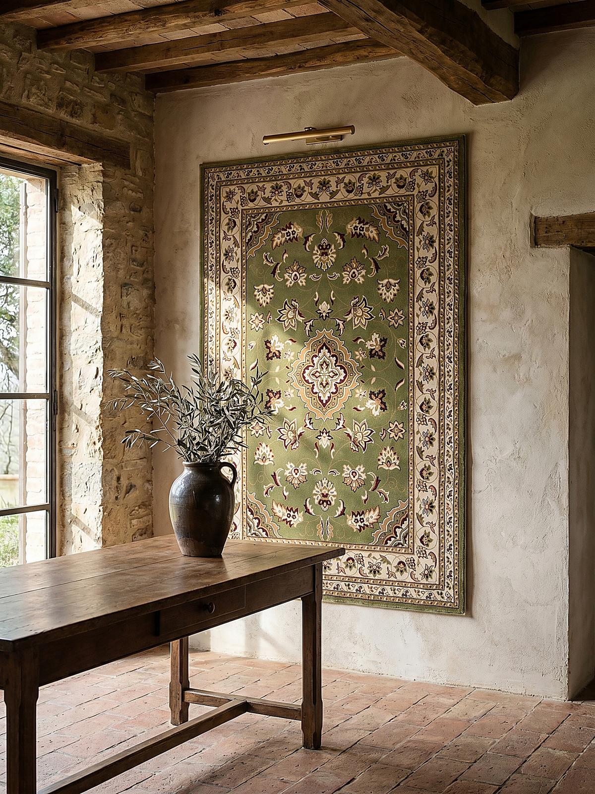 TEPPICH GLAZERT, klassisch-floral, Grün, 80 x 150 cm - Grün, Textil (150/80cm) - KADIMA DESIGN