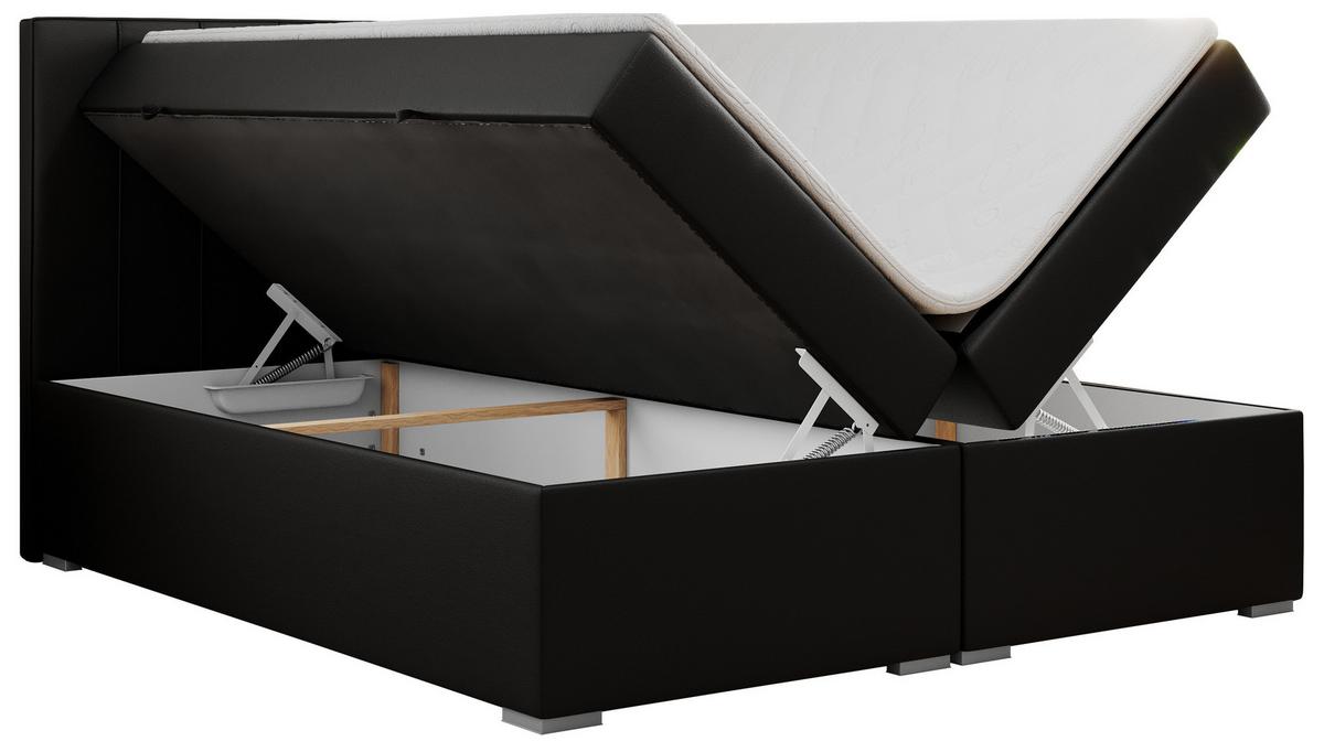 BOXBETT ALLY 160/200 Schwarz Kunstleder - H3 - Schwarz, Holz/Textil (160/200cm) - MKS