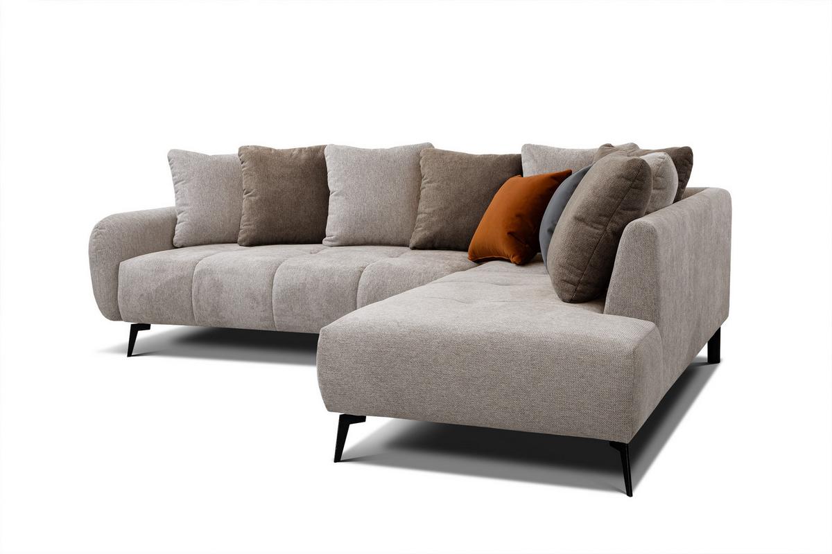 ECKSOFA EVENTO 5-Sitzer, beige - Beige/Schwarz, Holzwerkstoff/Textil (266/206cm) - Wozimo