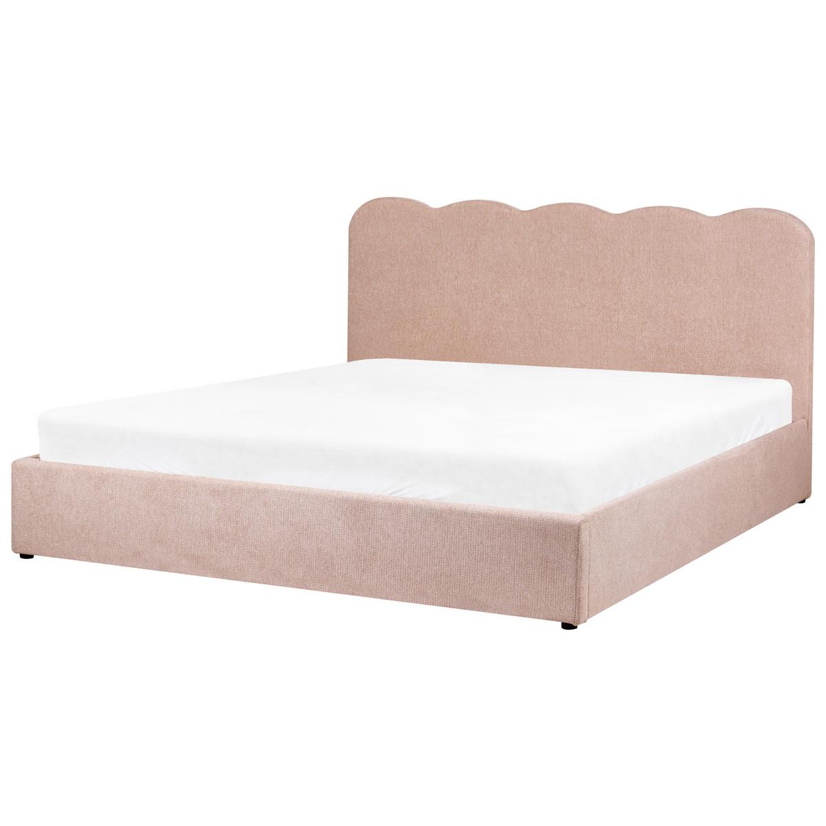 BETT mit Stauraum 180/200 Stoff Pastellrosa Nanterre - Pink, Textil (180/200cm) - Beliani