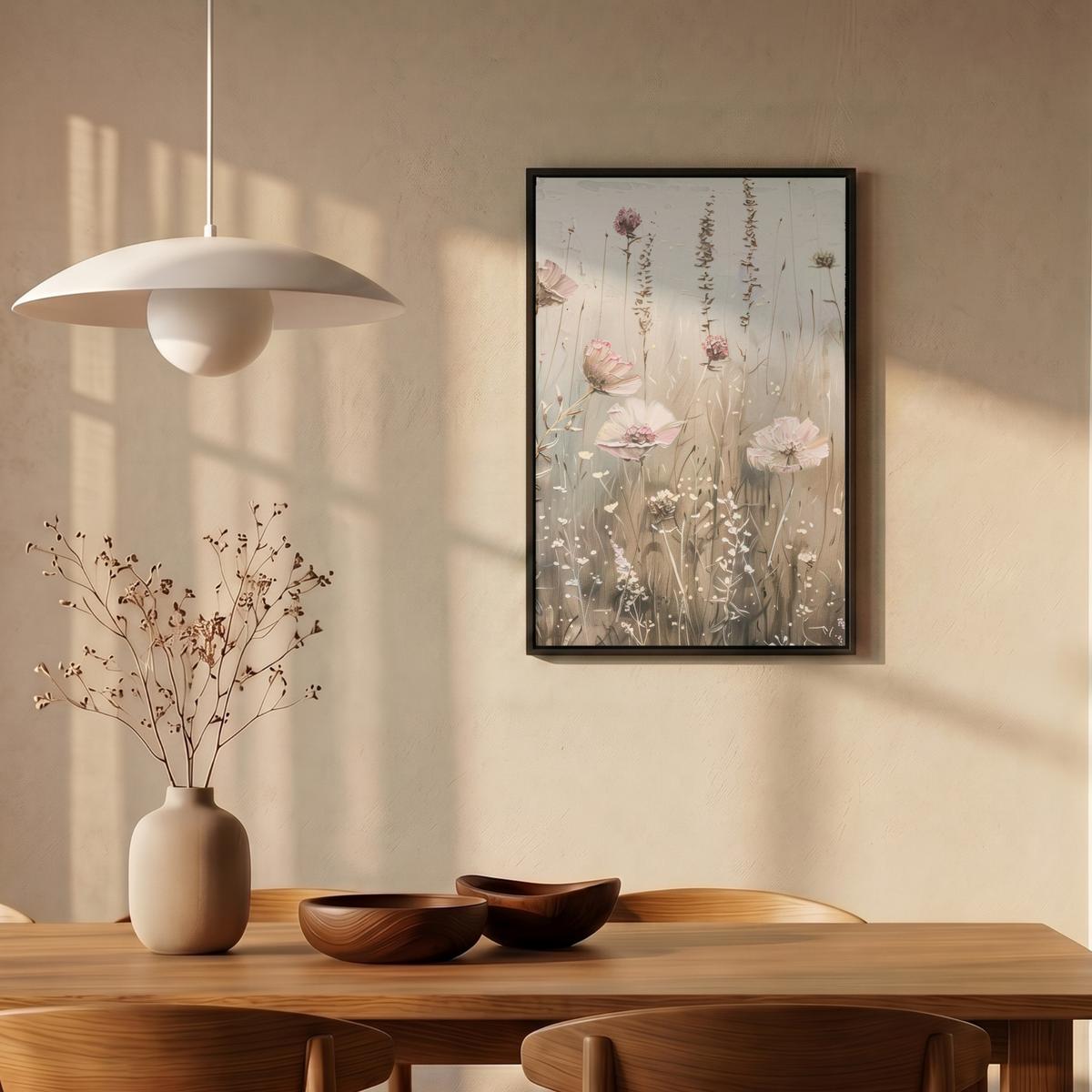 LEINWAND Bilder mit Rahmen - Blumen - Rosa - Modern - Beige - 40x60 - Beige, Textil (40/60cm) - MuchoWow