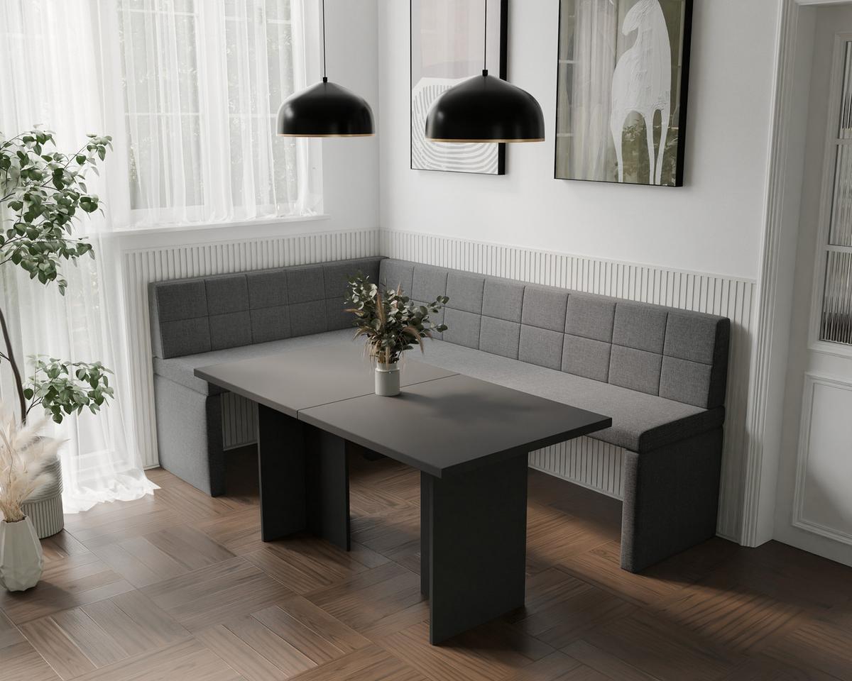 ECKBANK links MELVIN Webstoff, 128/168 cm Dunkelgrau - Dunkelgrau, Holz/Textil (128/168cm) - Idohome