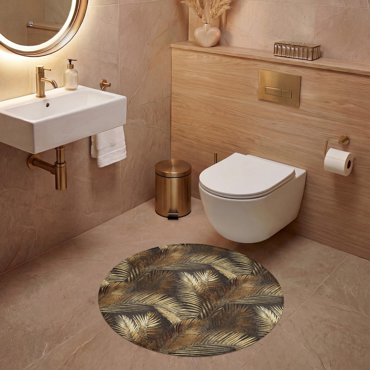 WC-VORLEGER Tropisch - Blätter - Gold Toilettenteppich 70x70 cm - Goldfarben, Textil (70/1cm) - OnlyWow