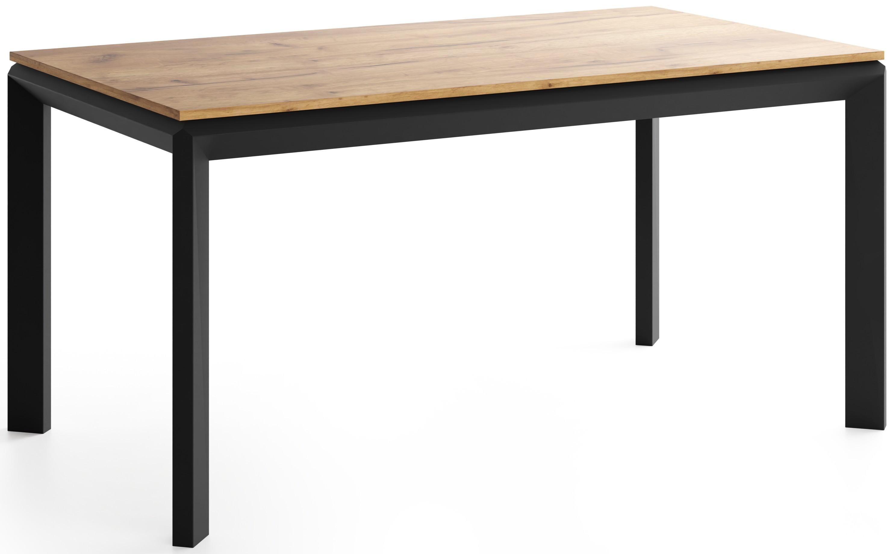 ESSTISCH Elan rechteckig ausziehbar verlängerbar mit Schwarzen Metallbeinen, Eiche Braun 180-270/90/76 cm - Eiche Wotan/Schwarz, Holzwerkstoff/Metall (90/270/76cm) - WFL GROUP