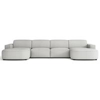 WOHNLANDSCHAFT Sallmo U-Form, universell, 3-Sitzer 368 cm - Hellgrau/Schwarz, Kunststoff/Textil (368/72/167cm) - Selsey