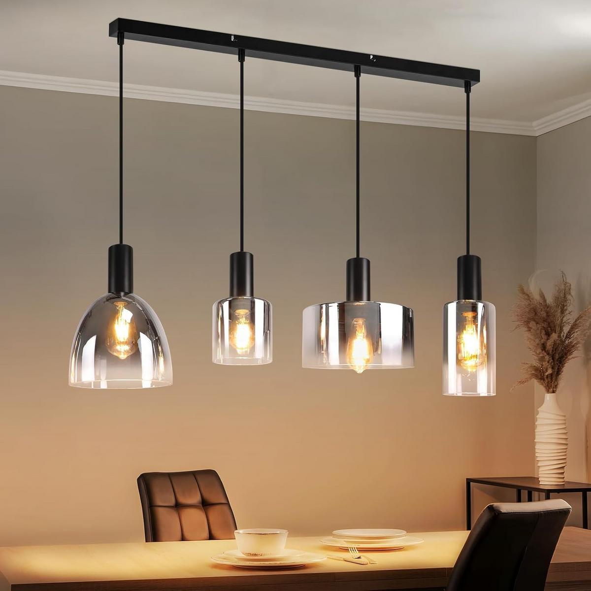 HÄNGELEUCHTE Vrynm 78/25/180 cm - Schwarz, Glas/Metall (78/25/180cm) - ZMH