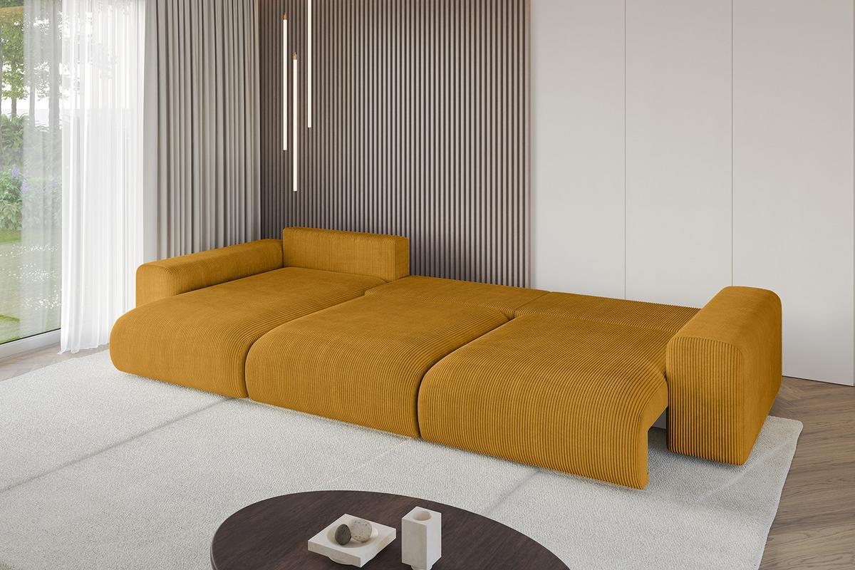 ECKSOFA Ottomane links ESKAR-L2 364x176x72 Currygelb Cord - Currygelb/Schwarz, Holzwerkstoff/Kunststoff (364/176cm) - ALTDECOR